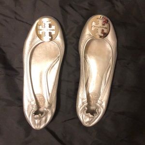 Tory Burch silver flats